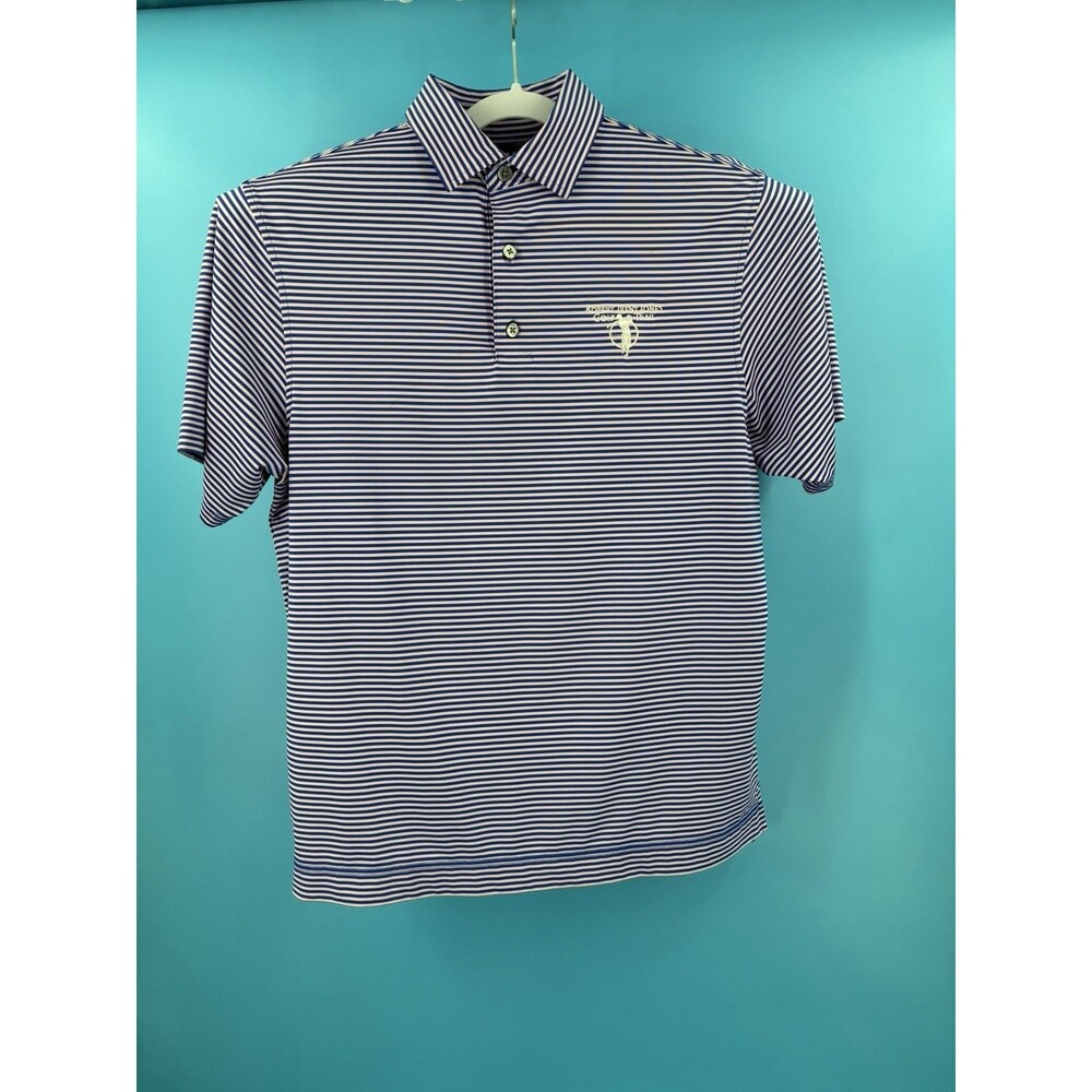 FootJoy FJ Robert Trent Jones Golf Trail Polo Shirt Mens M Blue Striped Golf